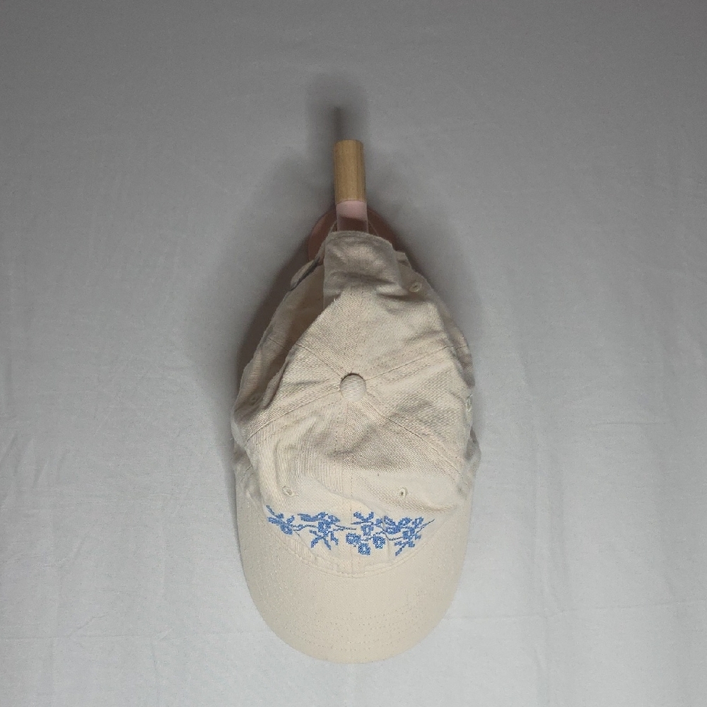Loeffler Randall Cream And Blue Floral Embroidered Hat